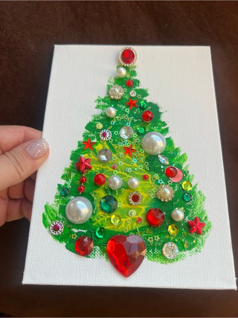 Handcrafted Green Embellished Holiday Tree Wall Art